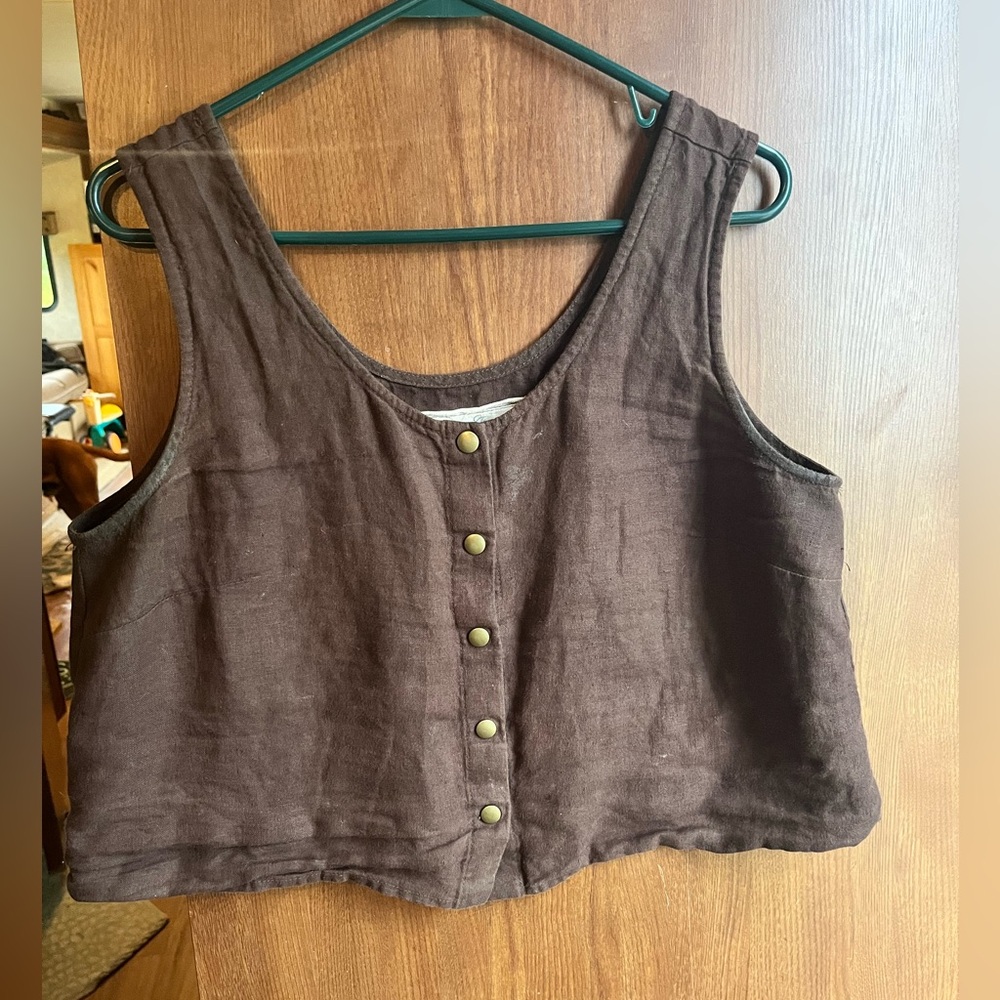 notPERFECTLINEN espresso cropped Porto with snaps size L